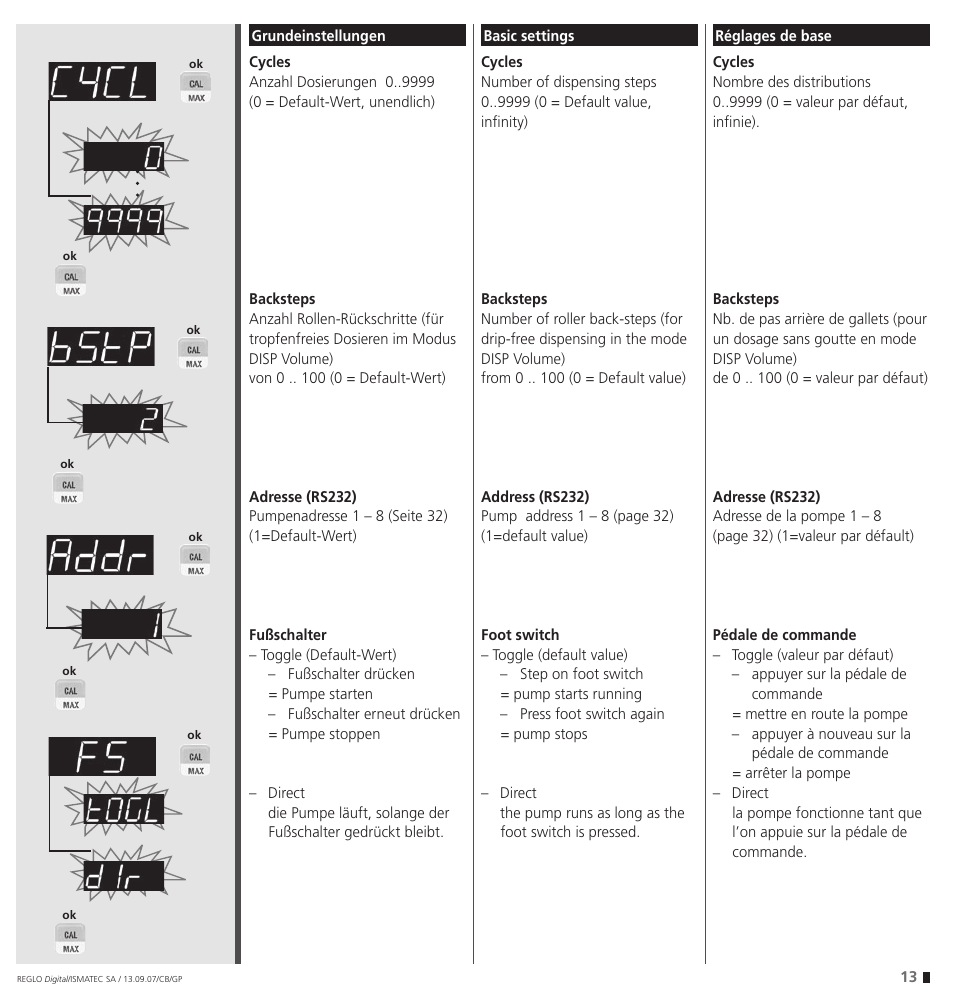 IDEX Health & Science REGLO Digital – version with Settings Menu User Manual | Page 13 / 48