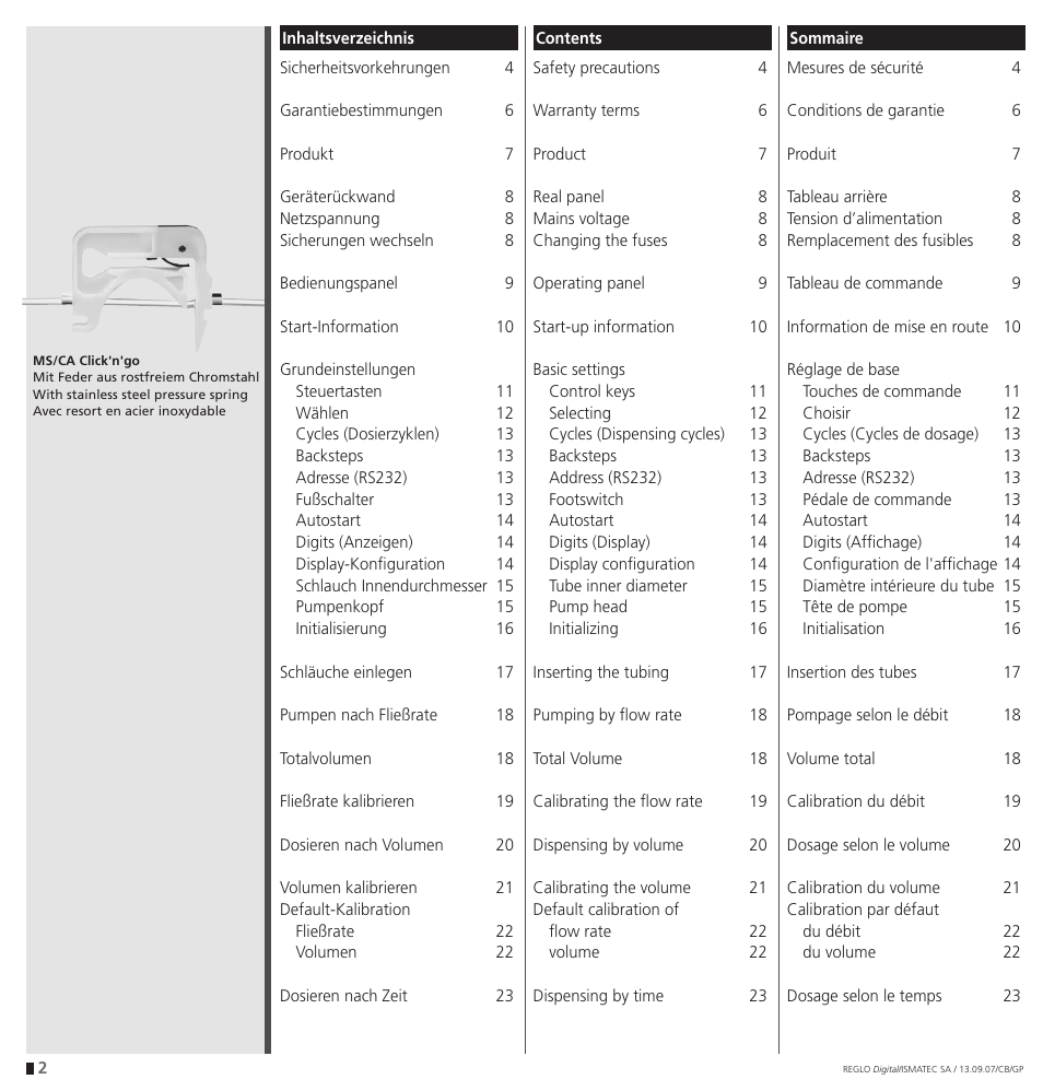 IDEX Health & Science REGLO Digital – version with Settings Menu User Manual | Page 2 / 48