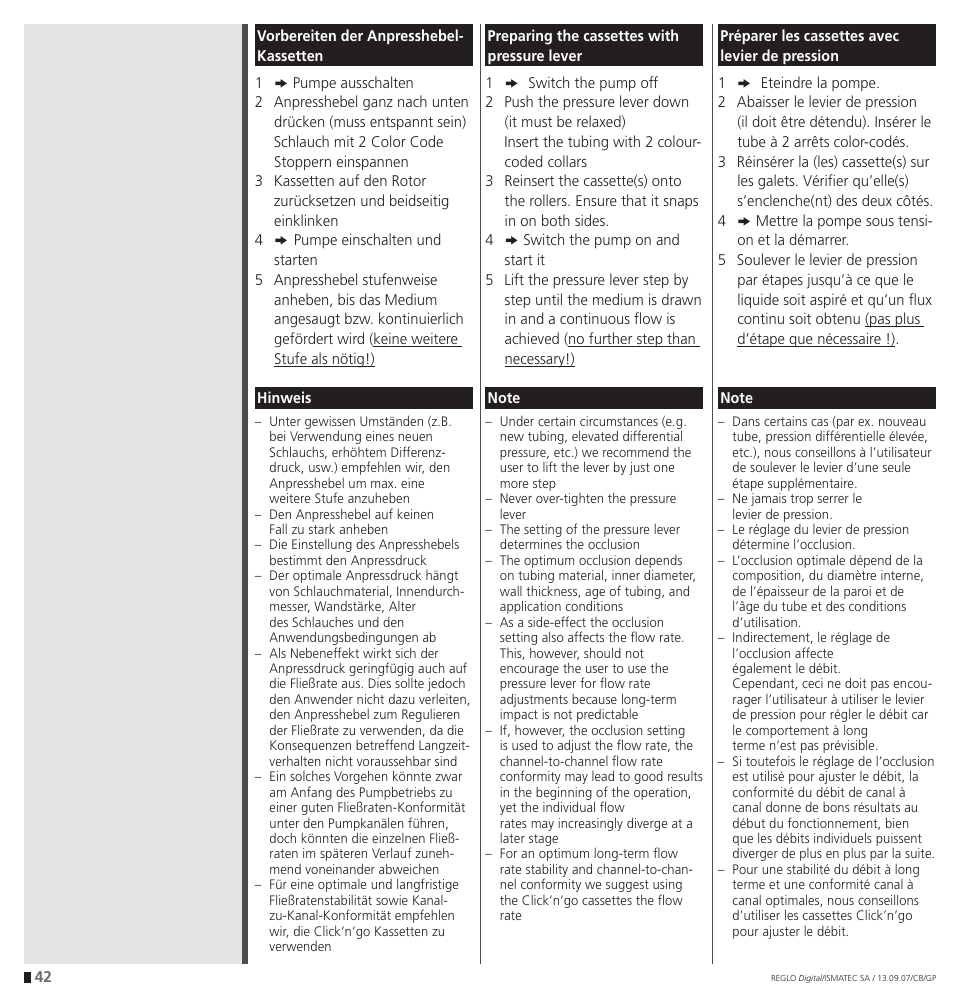 IDEX Health & Science REGLO Digital – version with Settings Menu User Manual | Page 42 / 48