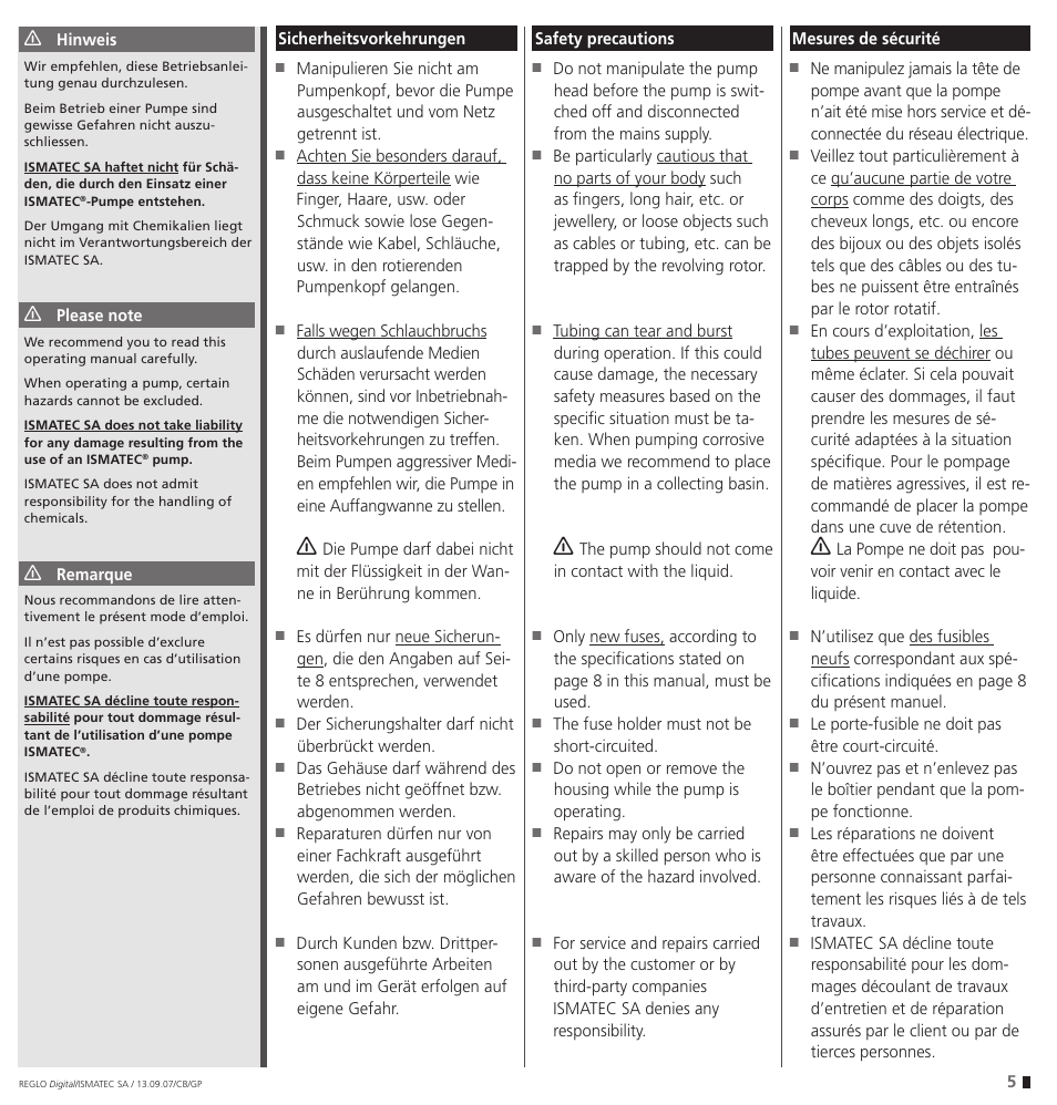 IDEX Health & Science REGLO Digital – version with Settings Menu User Manual | Page 5 / 48