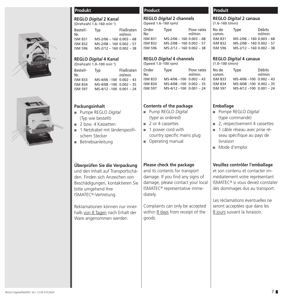 IDEX Health & Science REGLO Digital – version with Settings Menu User Manual | Page 7 / 48