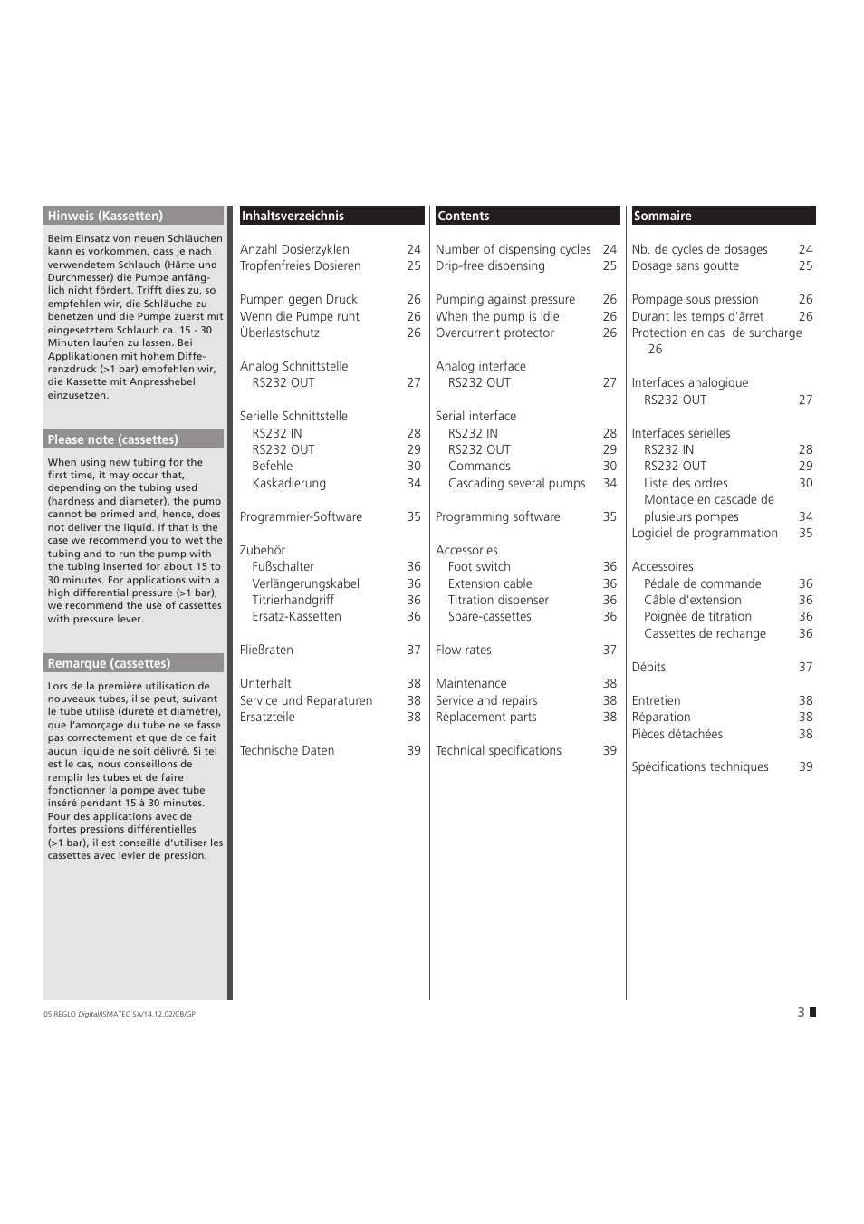 IDEX Health & Science REGLO Digital – version without Settings Menu User Manual | Page 3 / 40