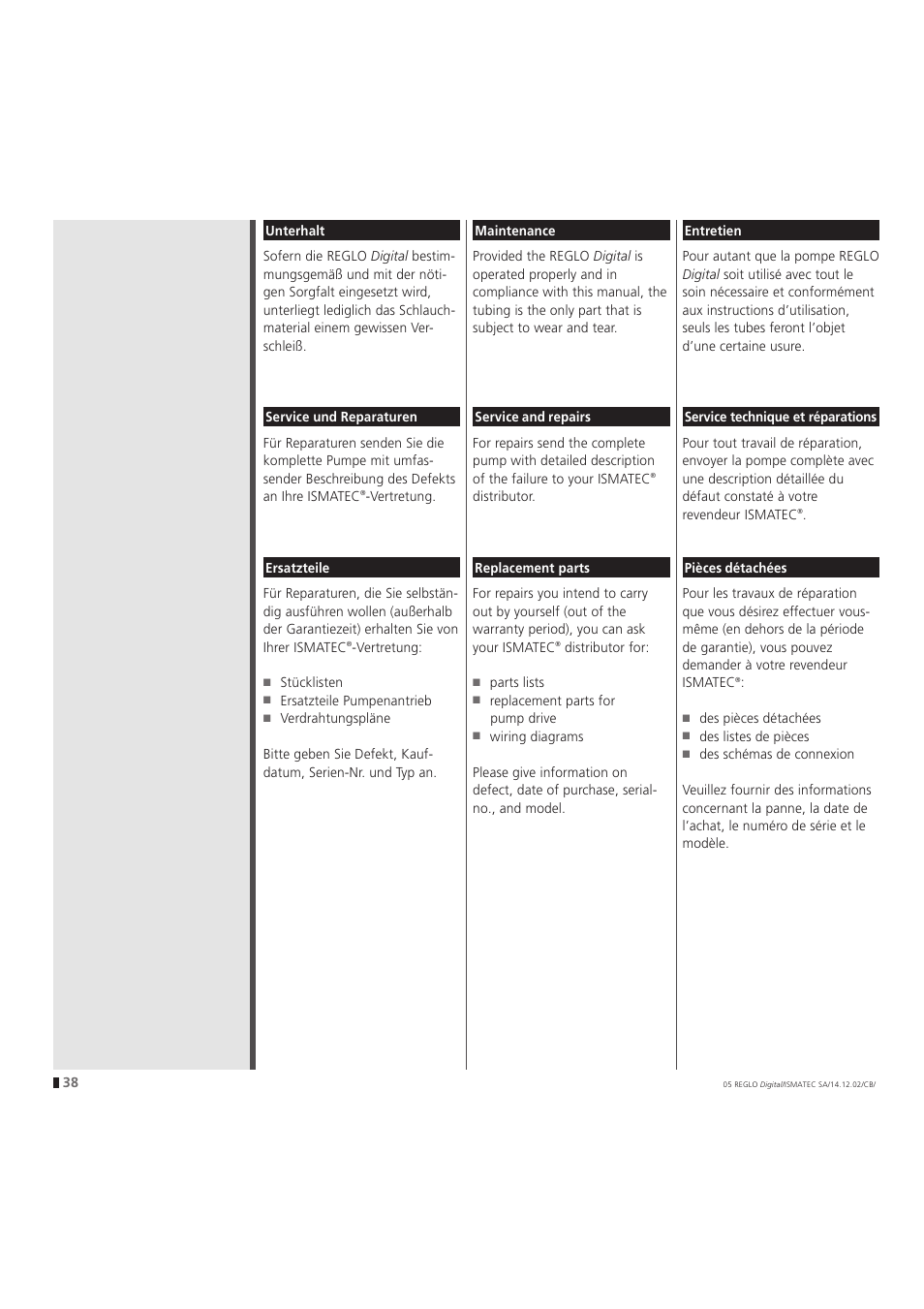 IDEX Health & Science REGLO Digital – version without Settings Menu User Manual | Page 38 / 40