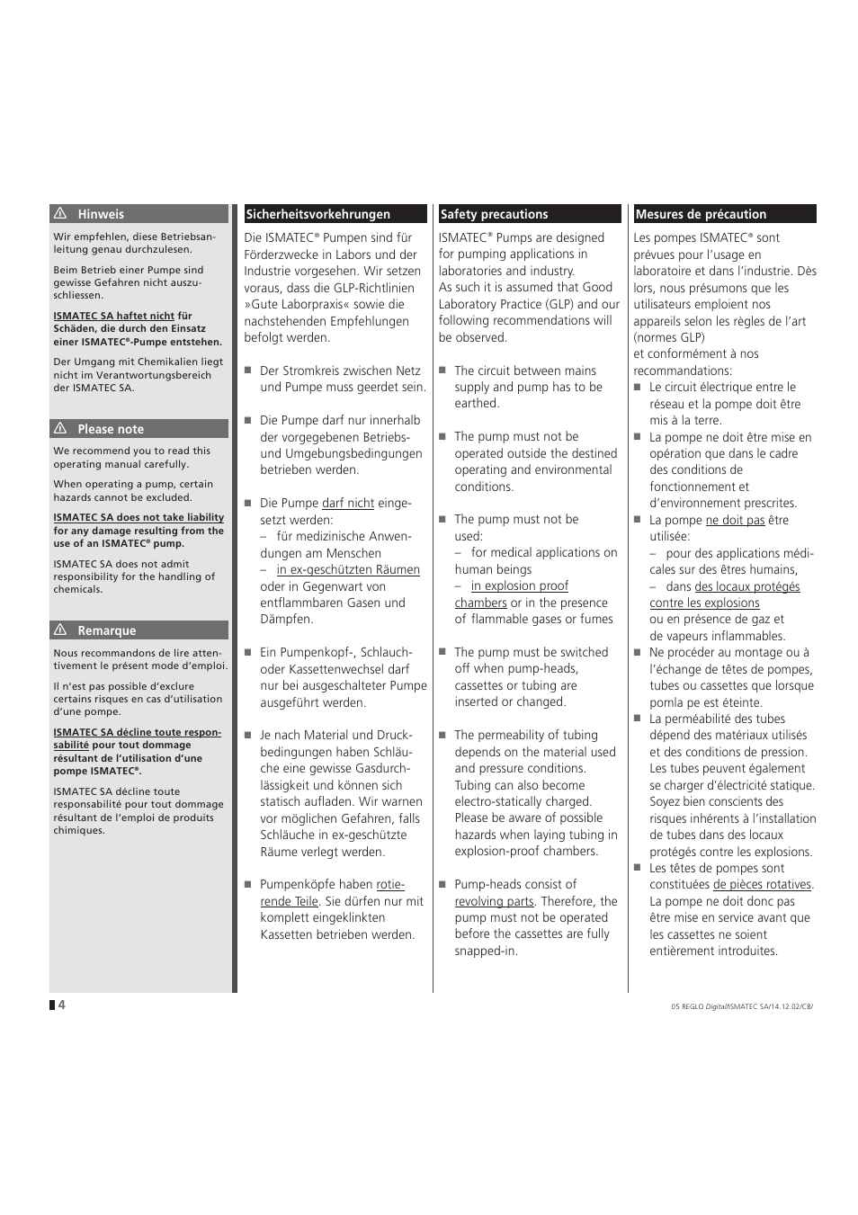 IDEX Health & Science REGLO Digital – version without Settings Menu User Manual | Page 4 / 40