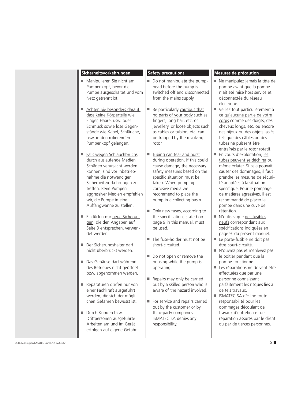 IDEX Health & Science REGLO Digital – version without Settings Menu User Manual | Page 5 / 40