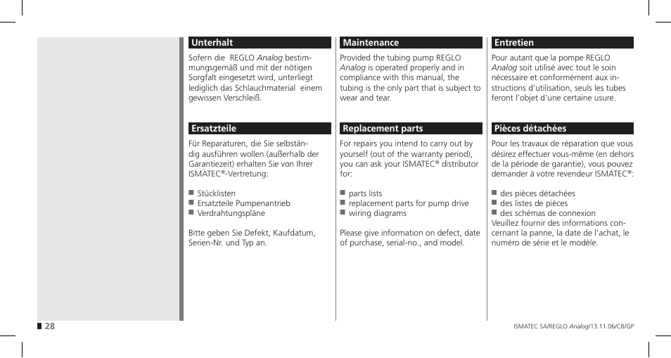 IDEX Health & Science REGLO Analog User Manual | Page 28 / 32