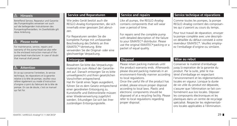 IDEX Health & Science REGLO Analog User Manual | Page 29 / 32