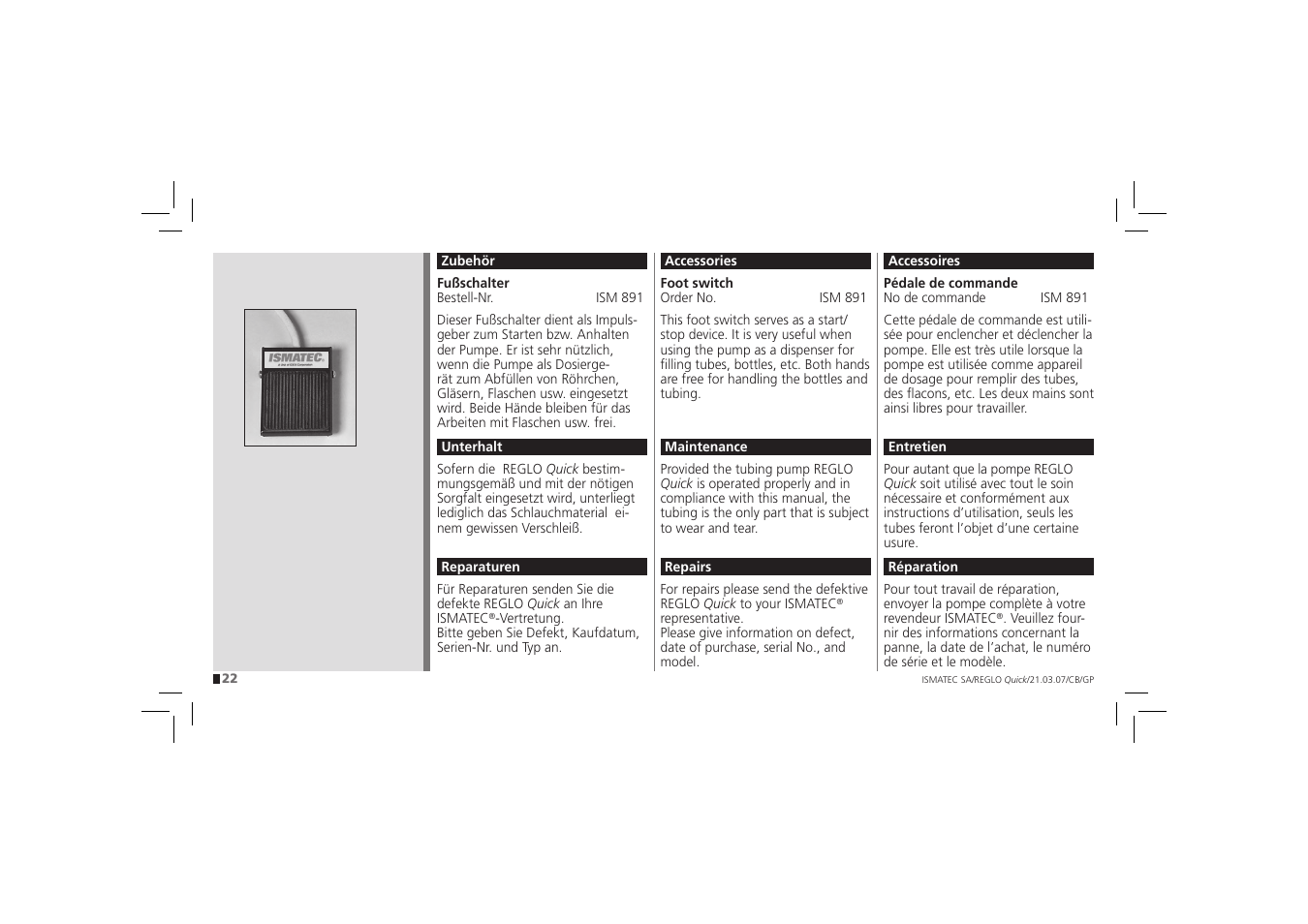 IDEX Health & Science REGLO Quick User Manual | Page 22 / 28