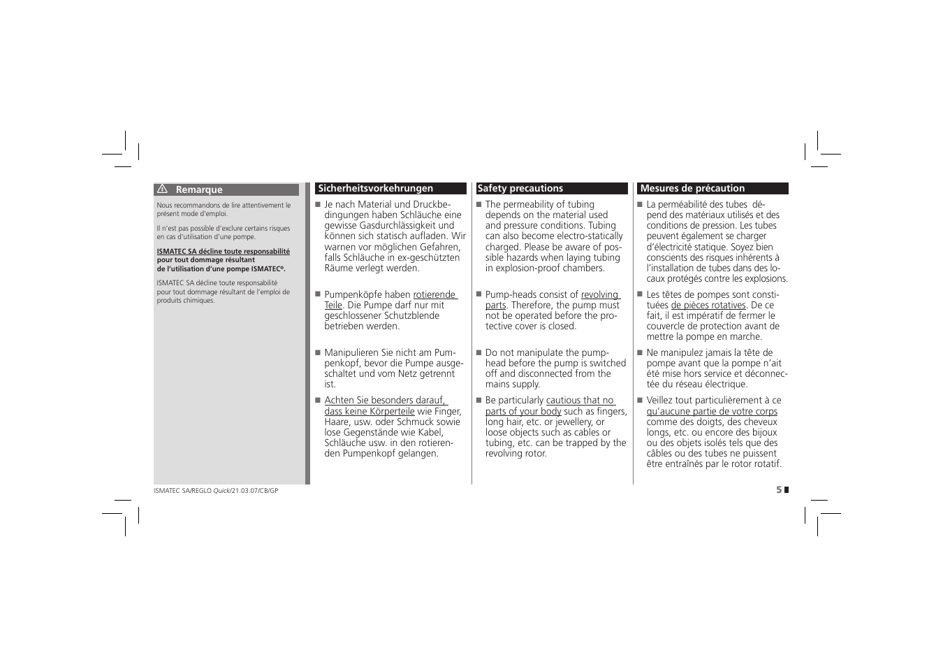 IDEX Health & Science REGLO Quick User Manual | Page 5 / 28