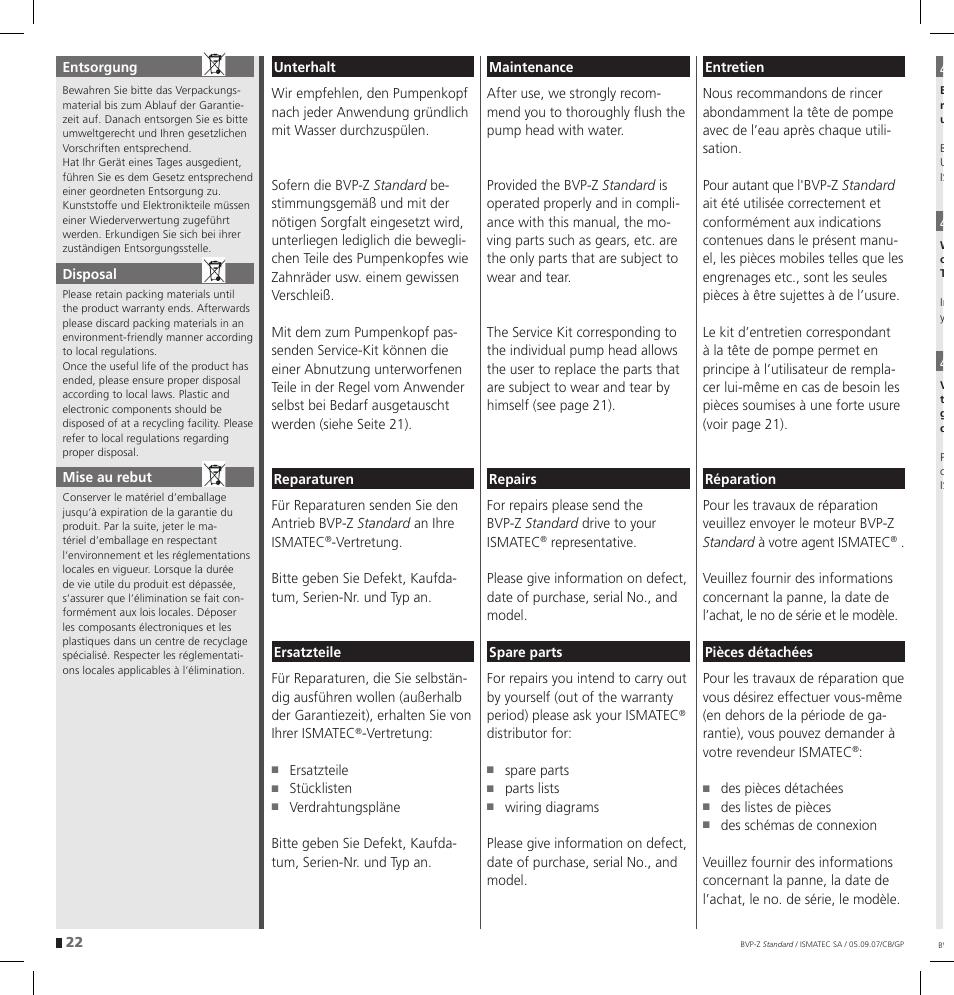 IDEX Health & Science BVP-Z User Manual | Page 22 / 28