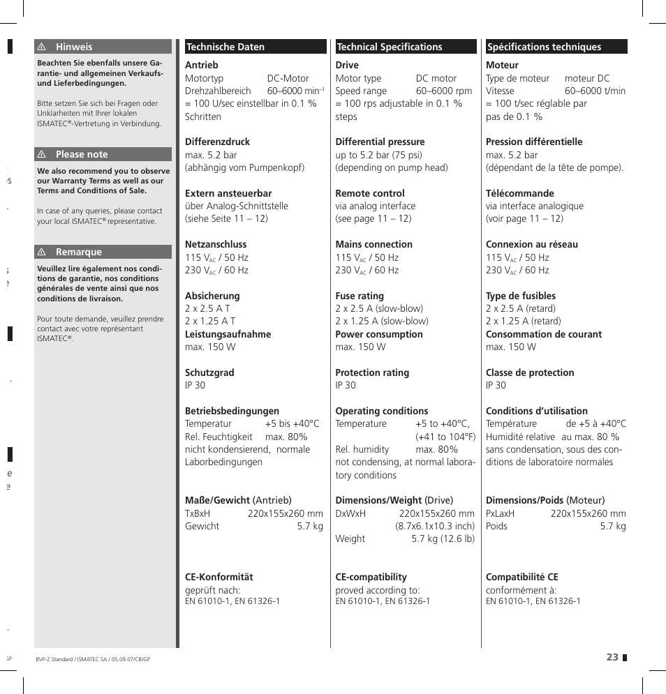 IDEX Health & Science BVP-Z User Manual | Page 23 / 28