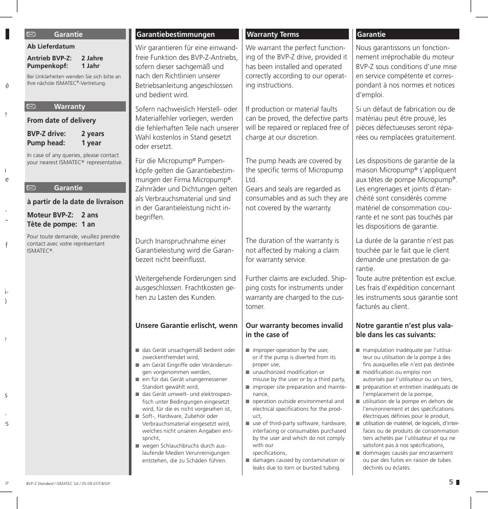 IDEX Health & Science BVP-Z User Manual | Page 5 / 28