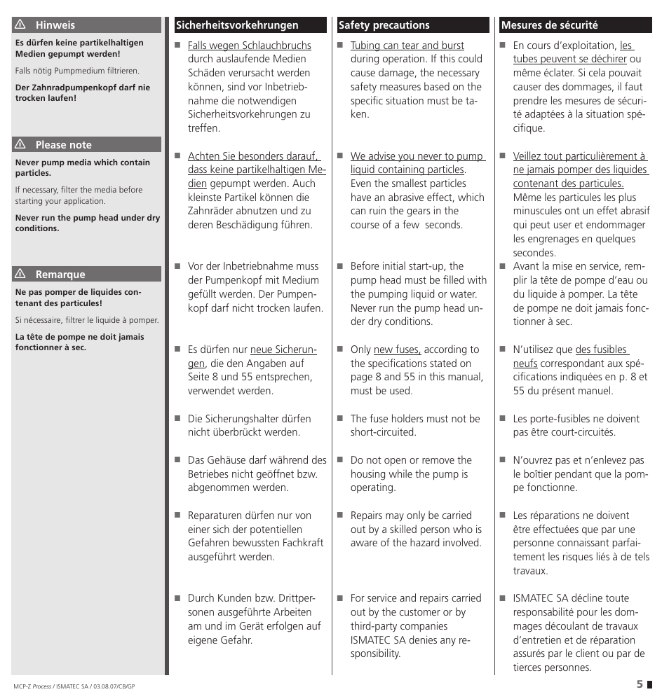 IDEX Health & Science MCP-Z Process User Manual | Page 5 / 60