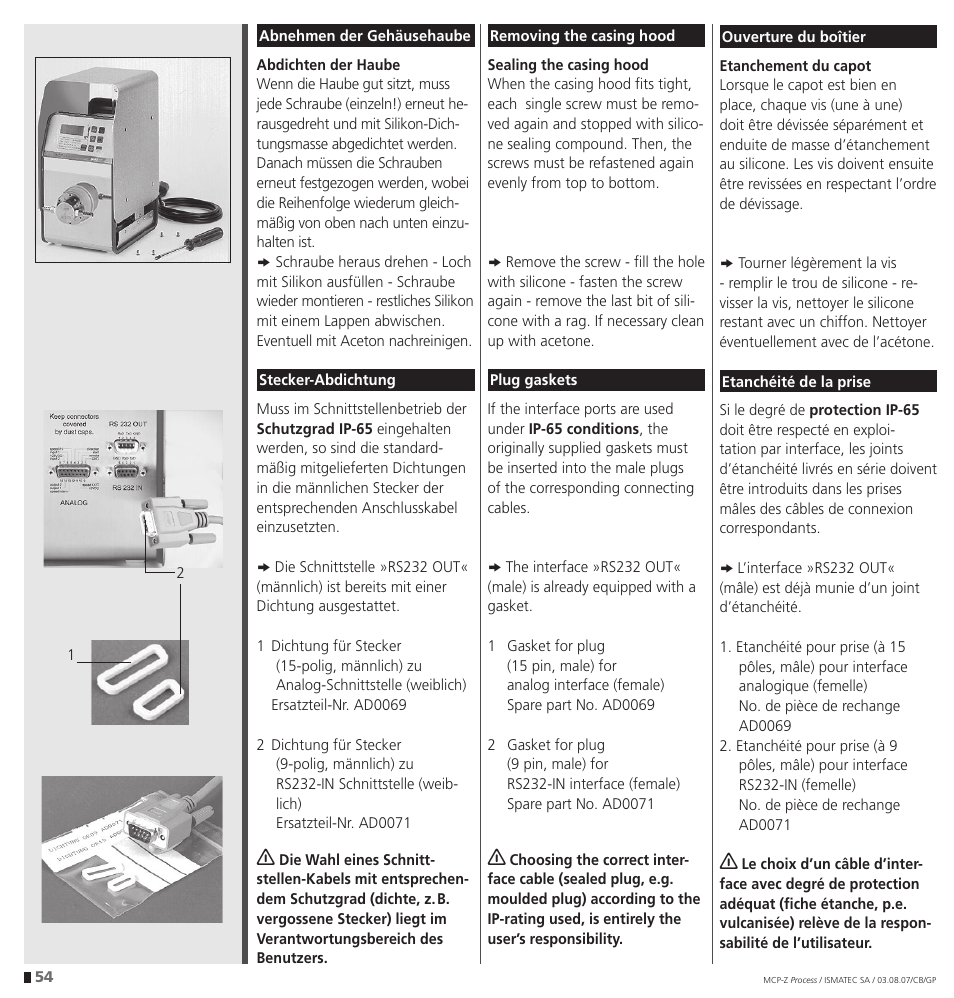 IDEX Health & Science MCP-Z Process User Manual | Page 54 / 60