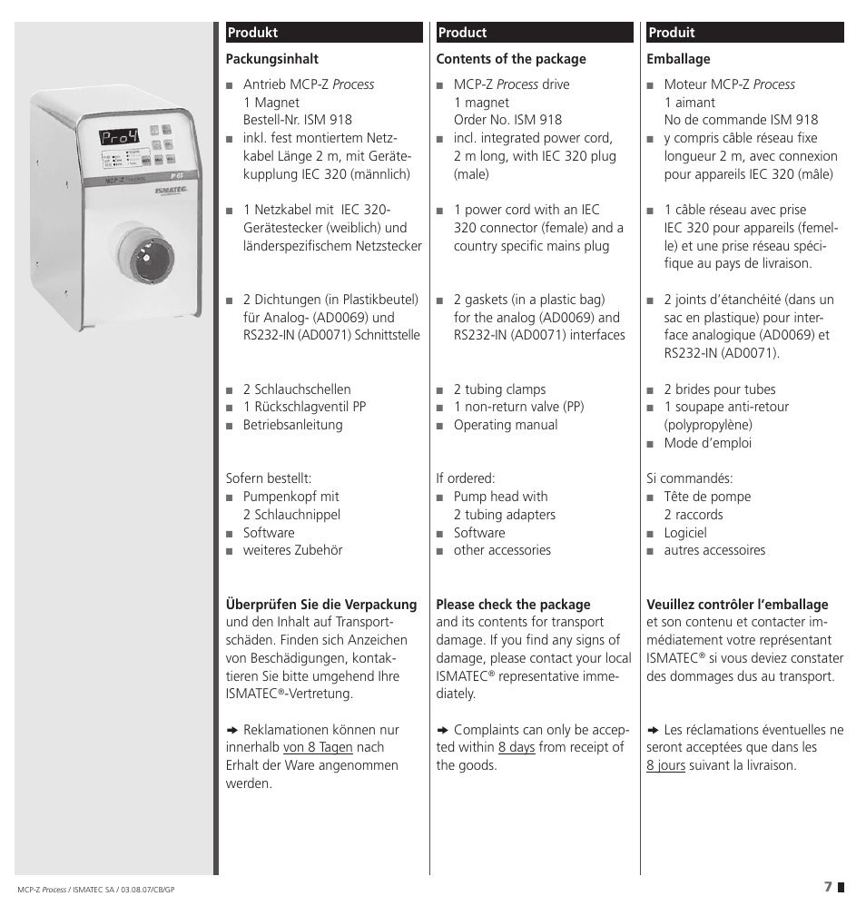 IDEX Health & Science MCP-Z Process User Manual | Page 7 / 60