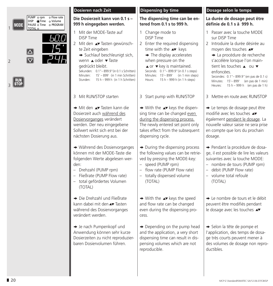 IDEX Health & Science MCP-Z Standard User Manual | Page 20 / 56