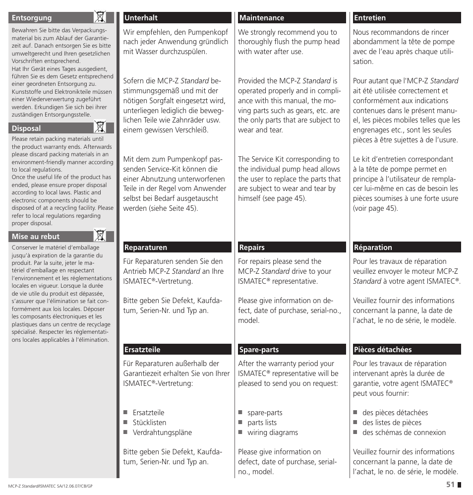 IDEX Health & Science MCP-Z Standard User Manual | Page 51 / 56