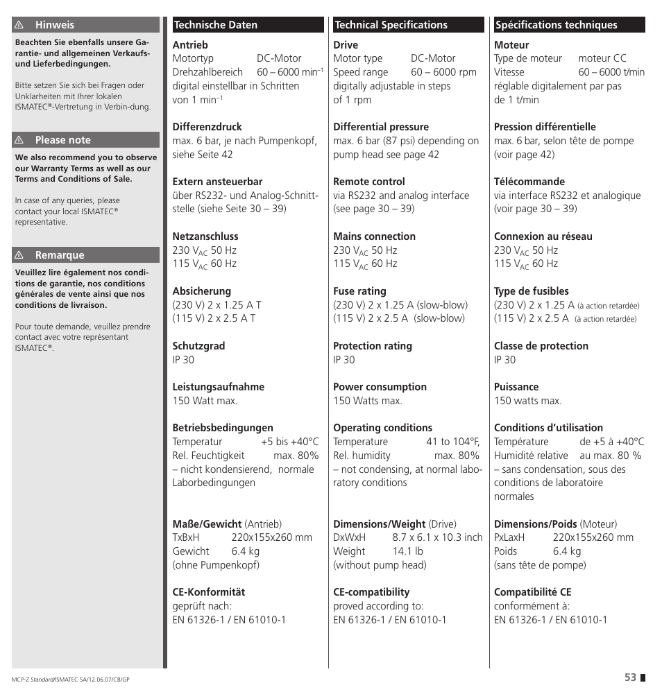 IDEX Health & Science MCP-Z Standard User Manual | Page 53 / 56