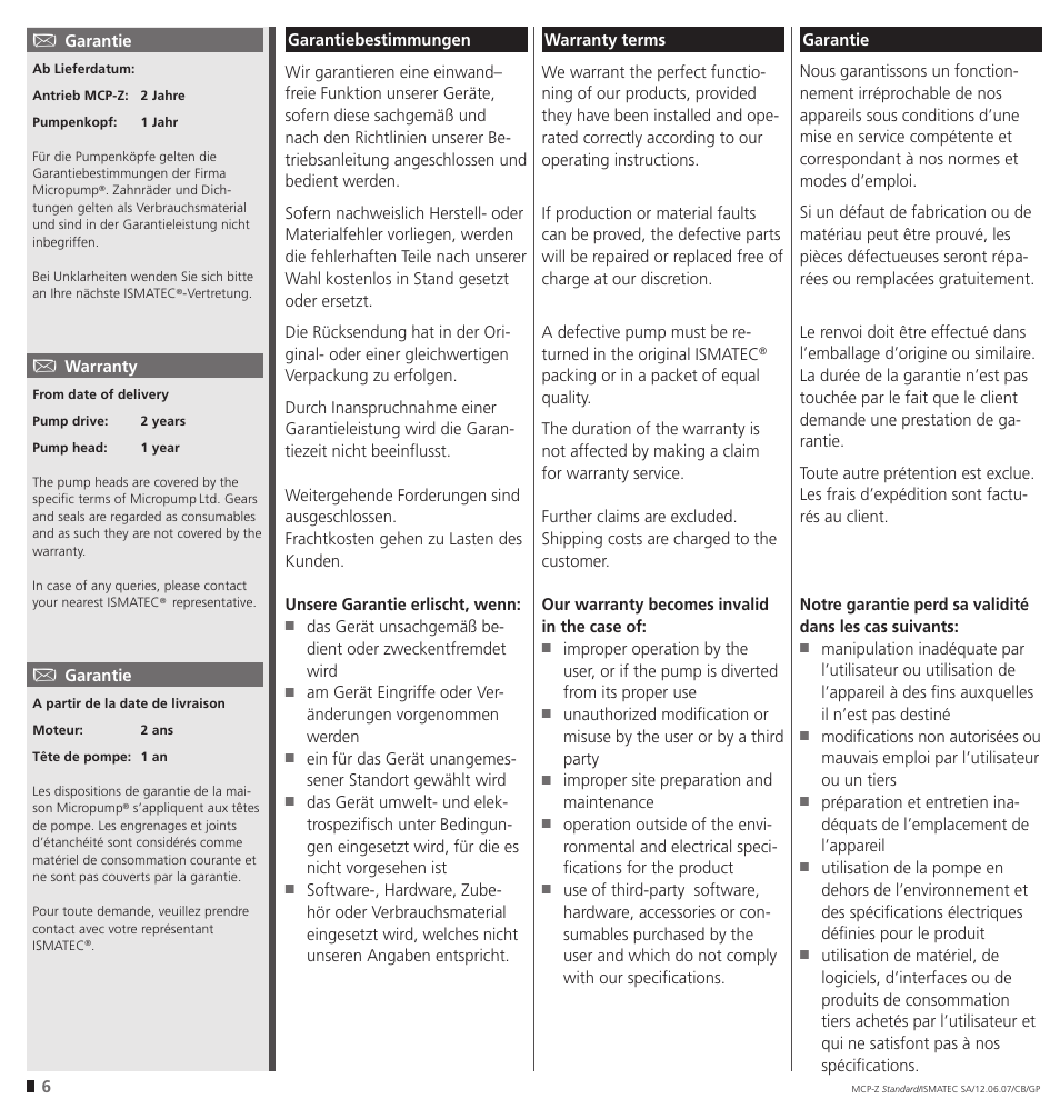 IDEX Health & Science MCP-Z Standard User Manual | Page 6 / 56