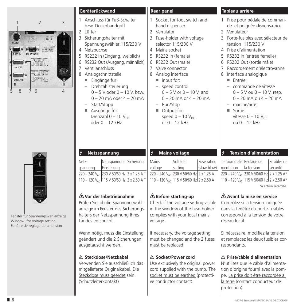 IDEX Health & Science MCP-Z Standard User Manual | Page 8 / 56