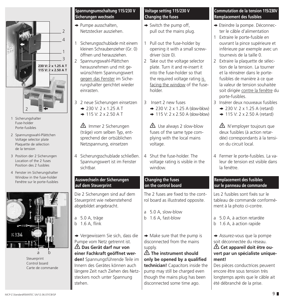 IDEX Health & Science MCP-Z Standard User Manual | Page 9 / 56
