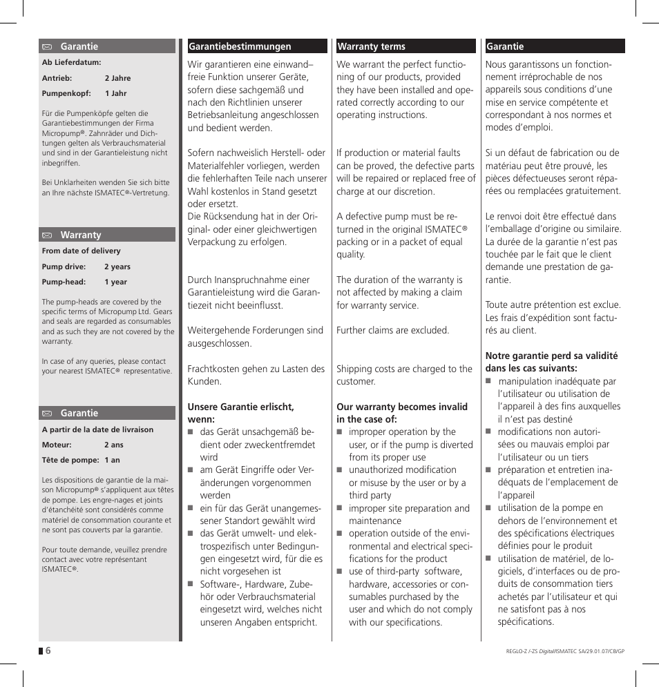 IDEX Health & Science REGLO--ZS Digital User Manual | Page 6 / 52