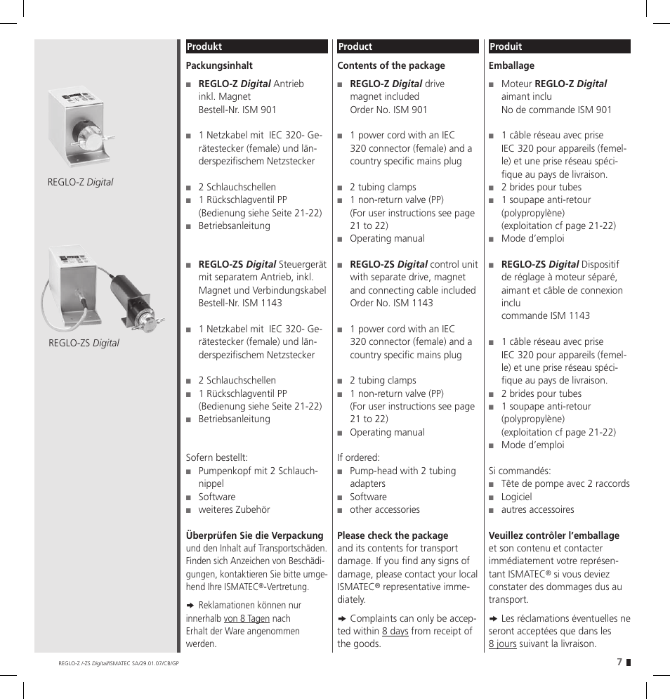 IDEX Health & Science REGLO--ZS Digital User Manual | Page 7 / 52