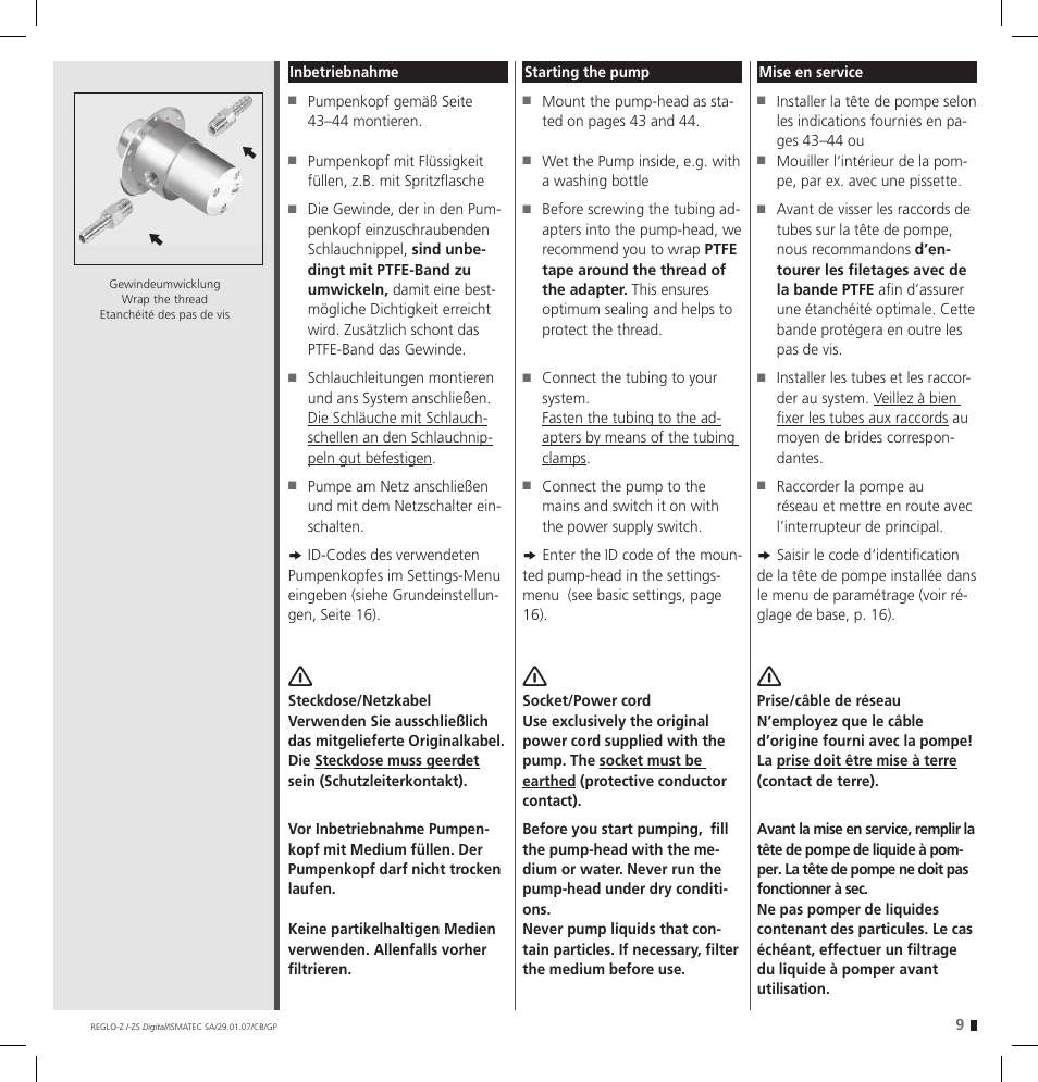 IDEX Health & Science REGLO--ZS Digital User Manual | Page 9 / 52