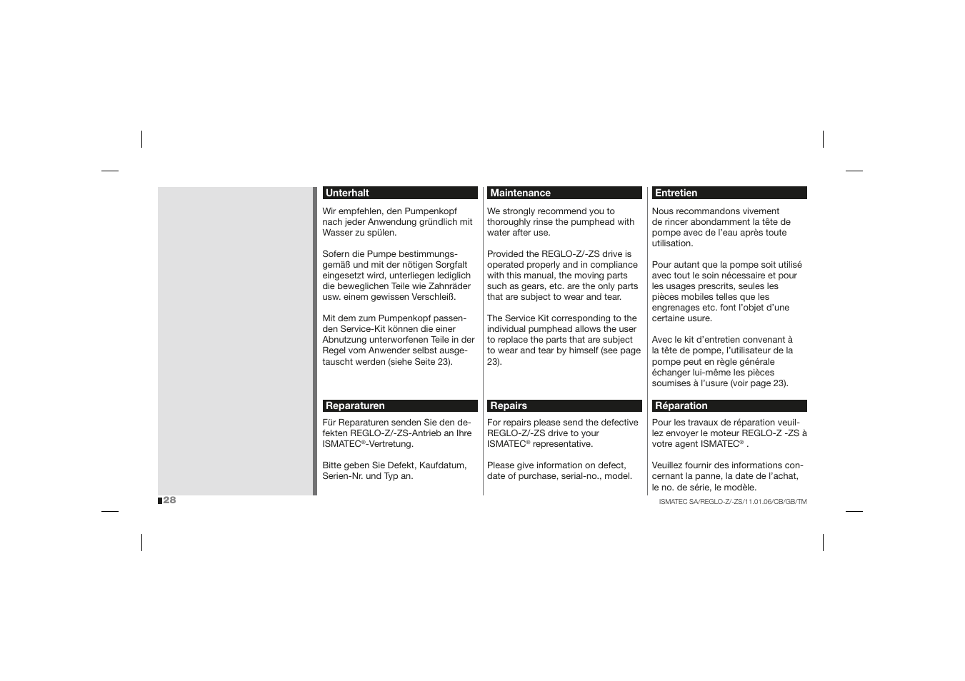 IDEX Health & Science REGLO-ZS Analog User Manual | Page 28 / 32