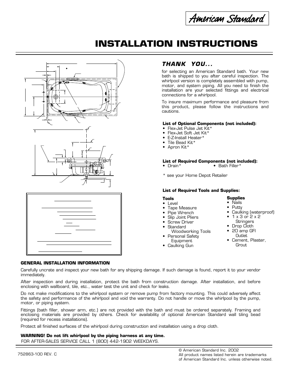 American Standard Cadet Elite 2774E SERIES User Manual | 4 pages