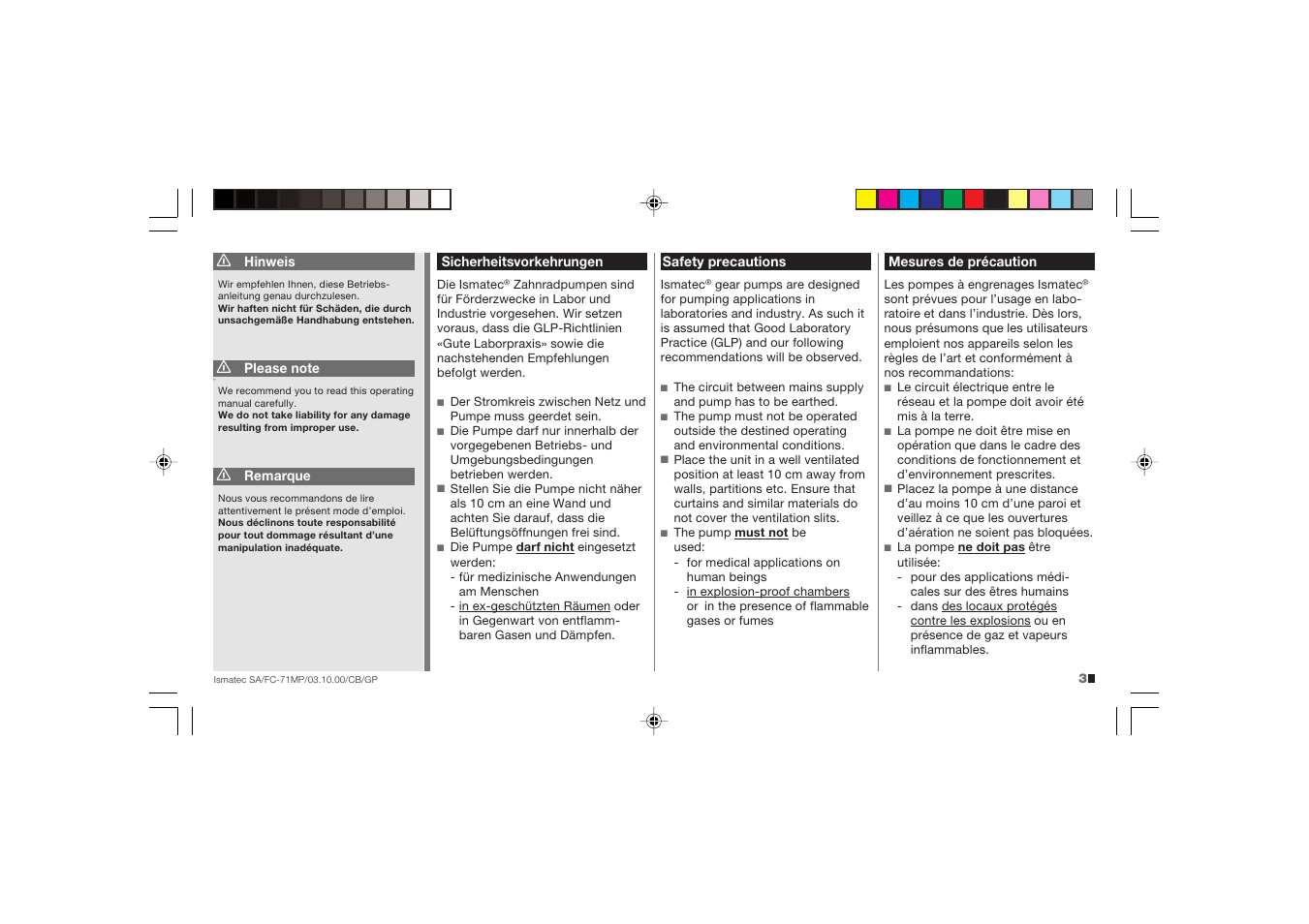 IDEX Health & Science FC71-MP User Manual | Page 3 / 24
