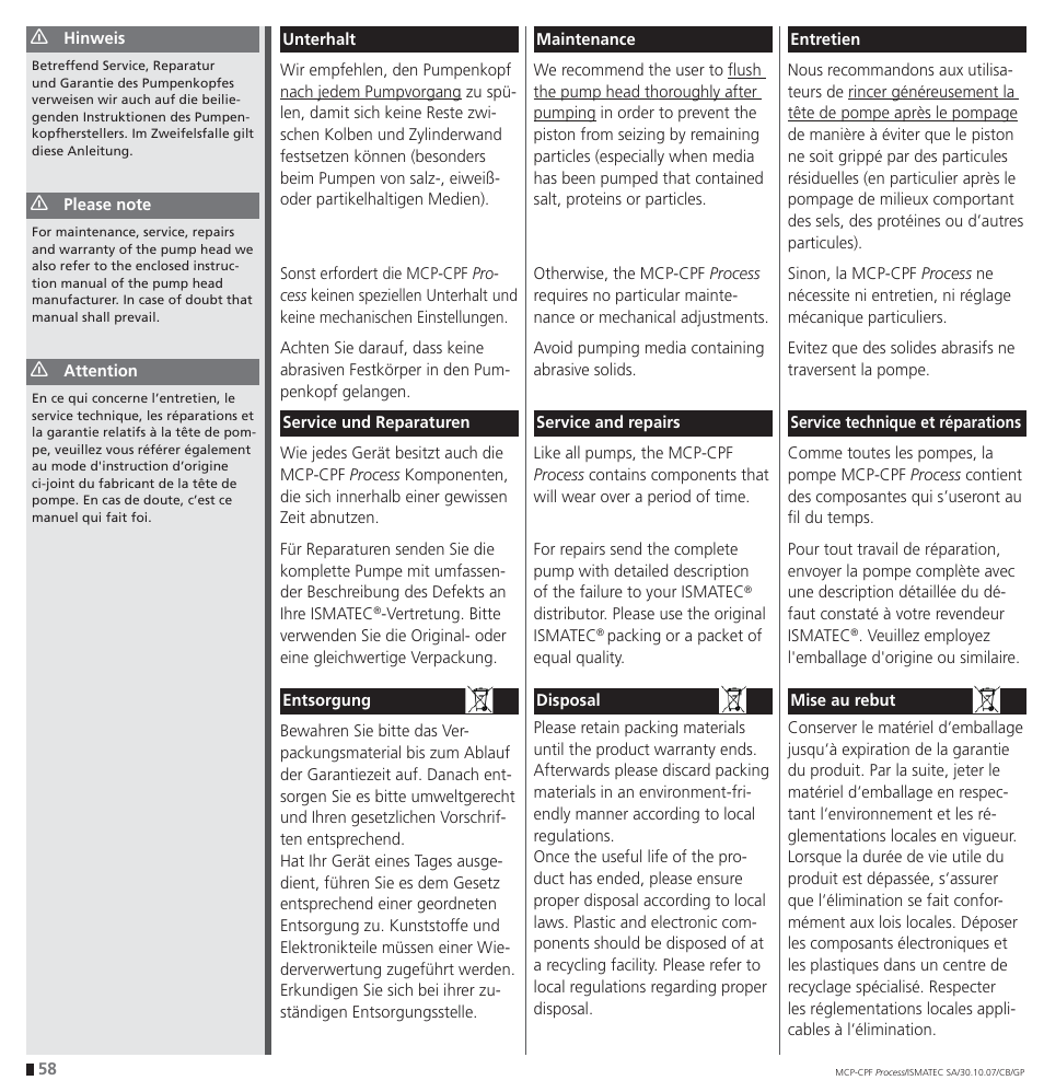 IDEX Health & Science CPF Process User Manual | Page 58 / 68