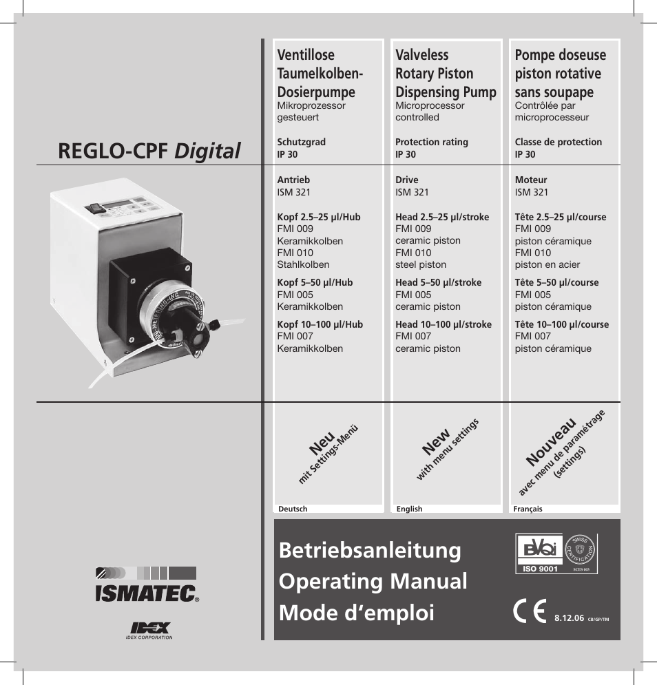 IDEX Health & Science REGLO CPF Digital Version with Settings Menu User Manual | 52 pages