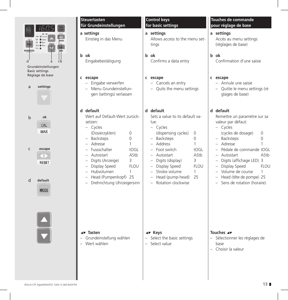 IDEX Health & Science REGLO CPF Digital Version with Settings Menu User Manual | Page 13 / 52
