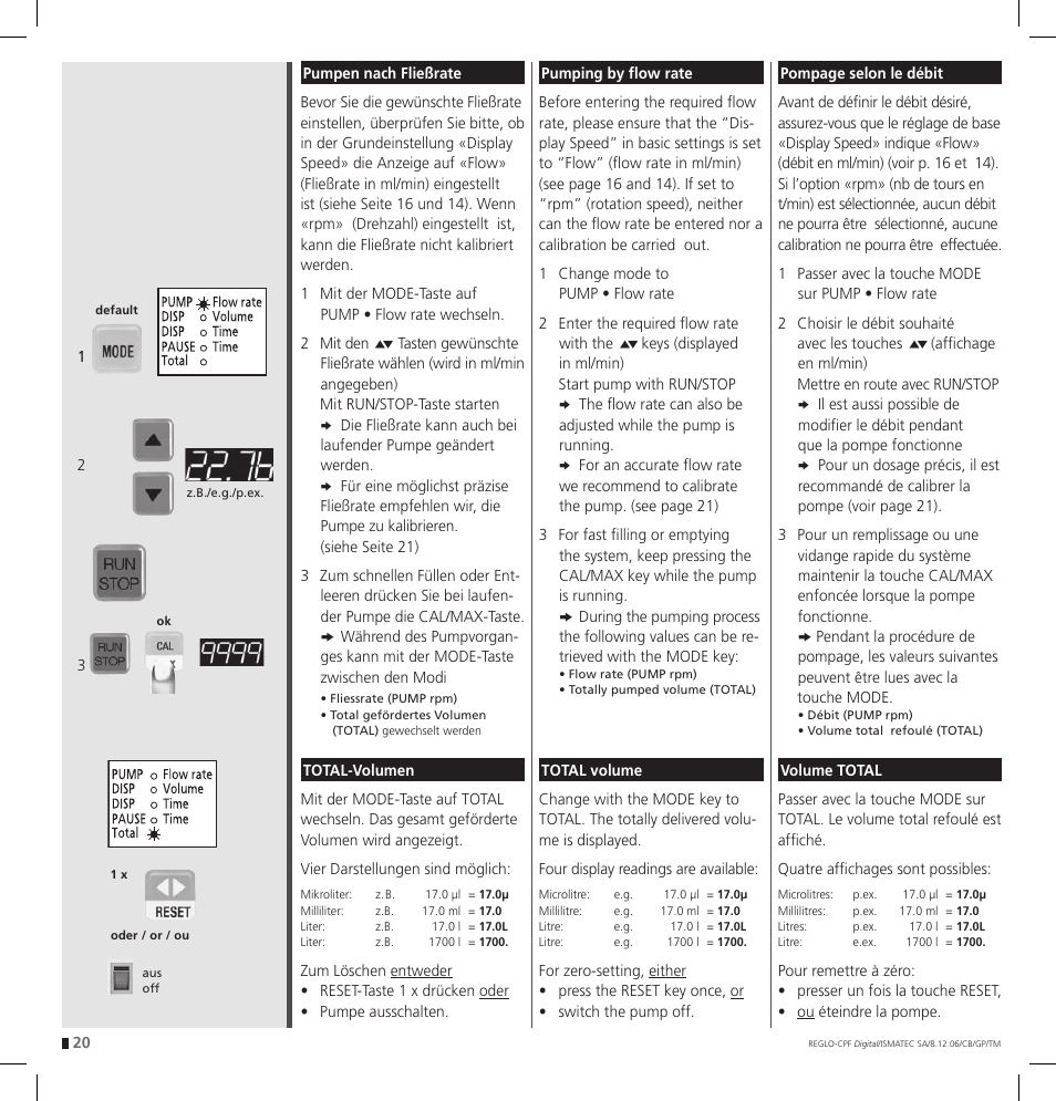 IDEX Health & Science REGLO CPF Digital Version with Settings Menu User Manual | Page 20 / 52