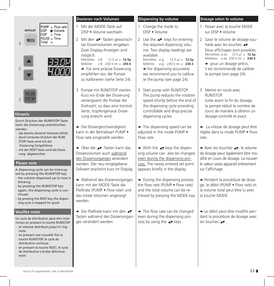 IDEX Health & Science REGLO CPF Digital Version with Settings Menu User Manual | Page 23 / 52