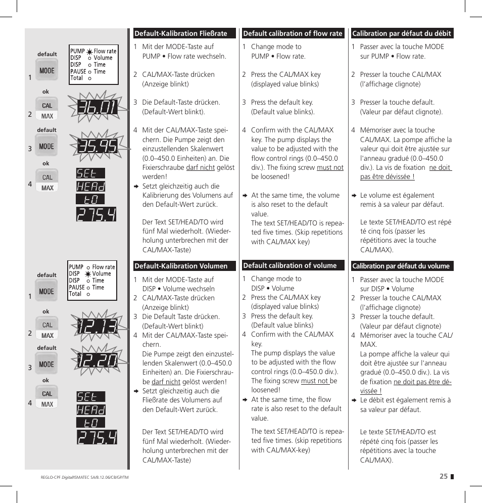 IDEX Health & Science REGLO CPF Digital Version with Settings Menu User Manual | Page 25 / 52