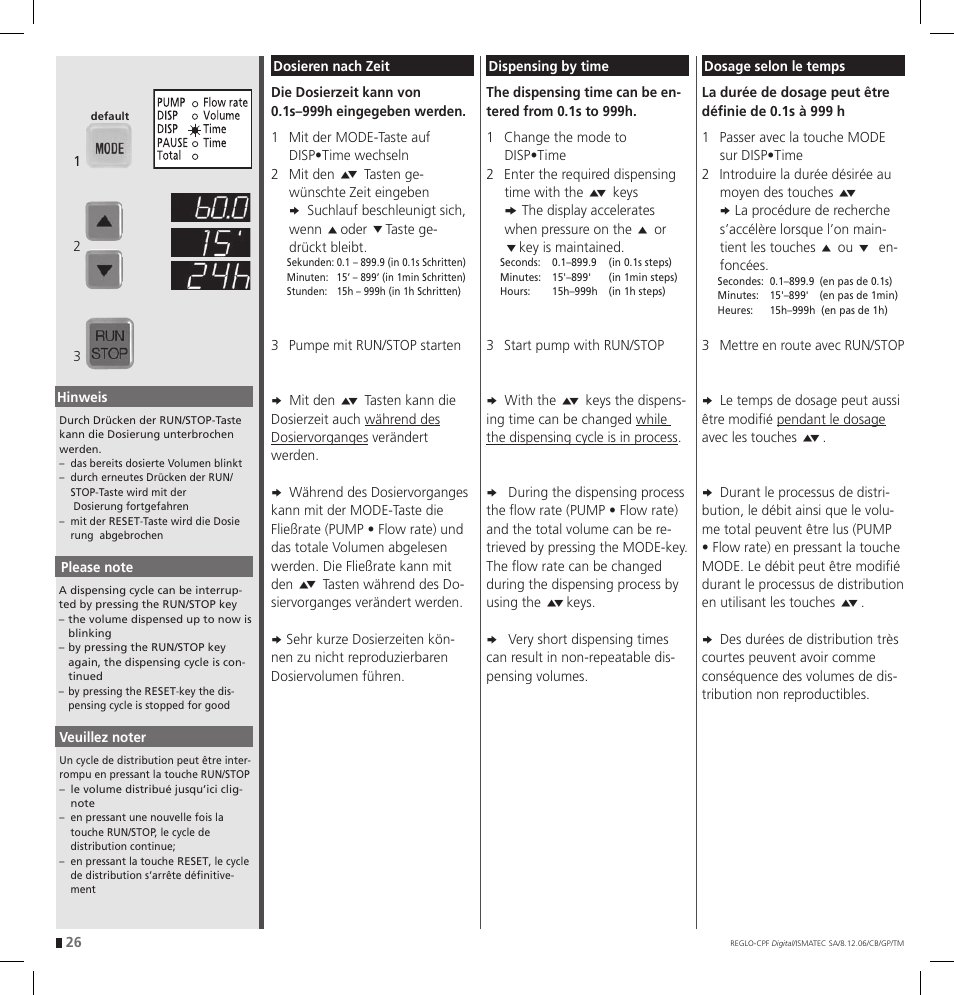 IDEX Health & Science REGLO CPF Digital Version with Settings Menu User Manual | Page 26 / 52