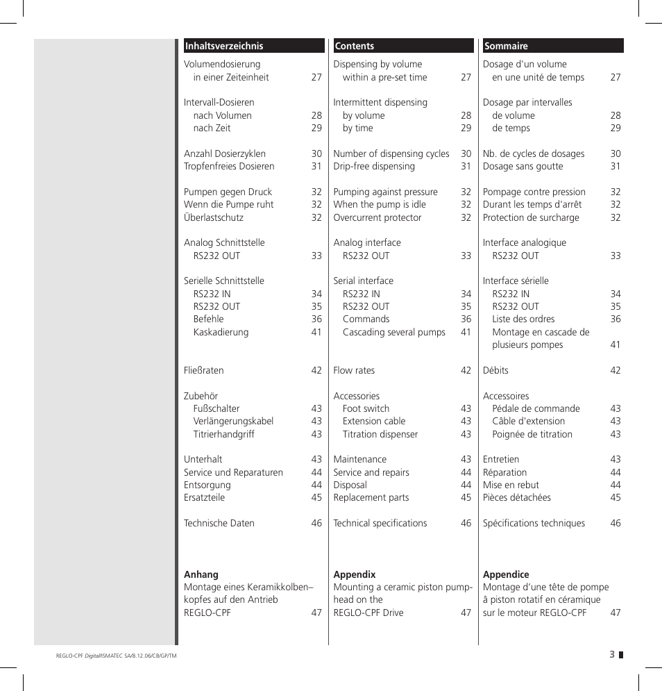 IDEX Health & Science REGLO CPF Digital Version with Settings Menu User Manual | Page 3 / 52