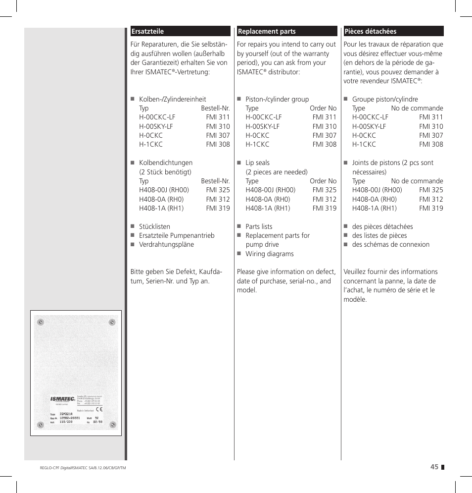 IDEX Health & Science REGLO CPF Digital Version with Settings Menu User Manual | Page 45 / 52