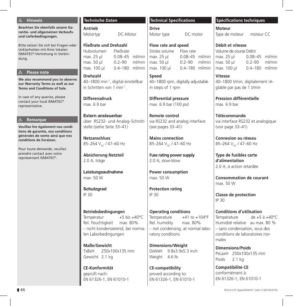 IDEX Health & Science REGLO CPF Digital Version with Settings Menu User Manual | Page 46 / 52