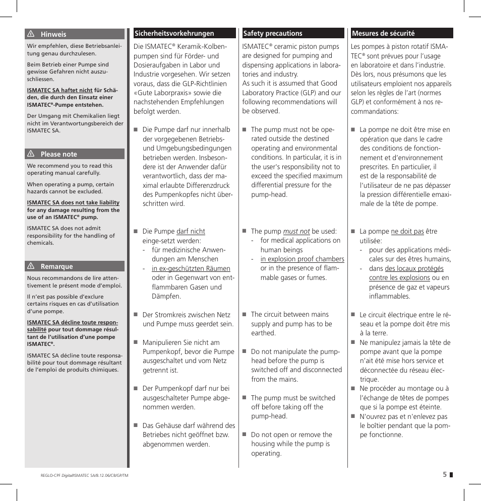 IDEX Health & Science REGLO CPF Digital Version with Settings Menu User Manual | Page 5 / 52