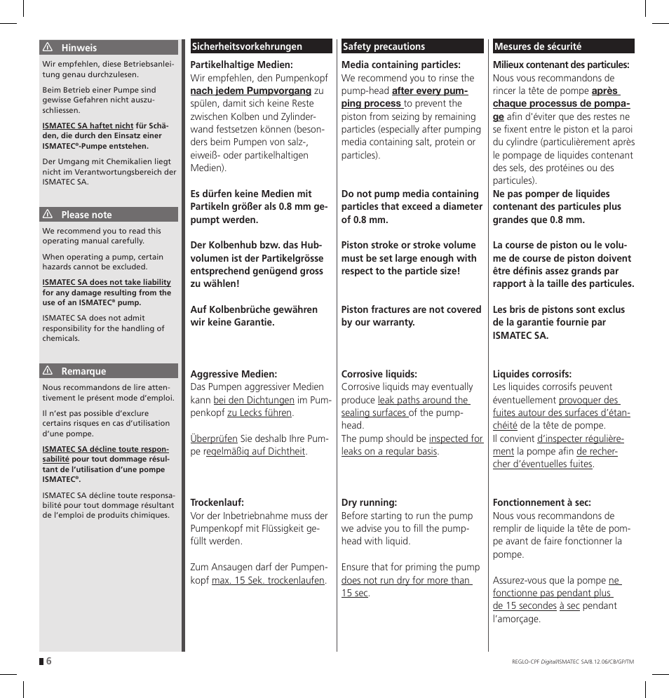 IDEX Health & Science REGLO CPF Digital Version with Settings Menu User Manual | Page 6 / 52