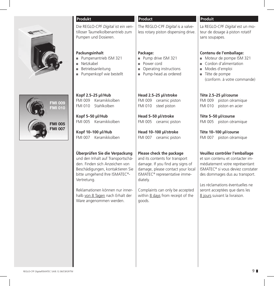 IDEX Health & Science REGLO CPF Digital Version with Settings Menu User Manual | Page 9 / 52