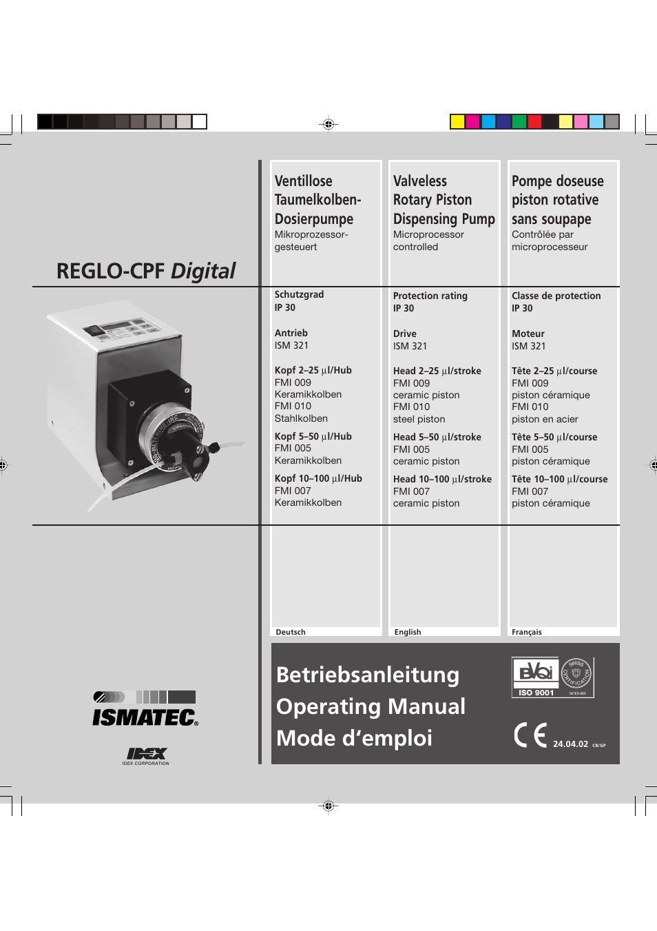 IDEX Health & Science REGLO CPF Digital Version without Settings Menu User Manual | 44 pages