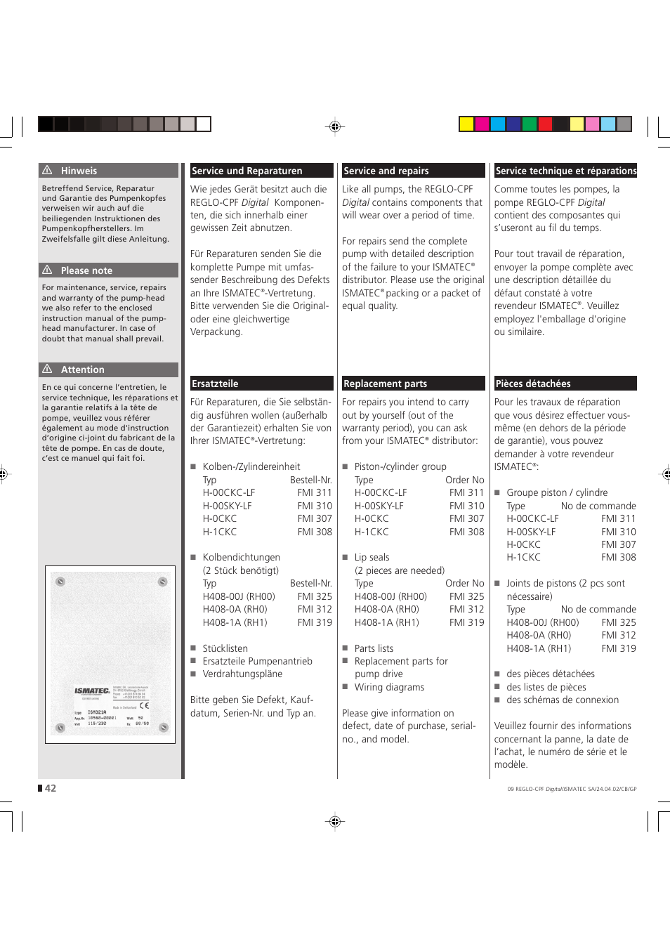 IDEX Health & Science REGLO CPF Digital Version without Settings Menu User Manual | Page 42 / 44