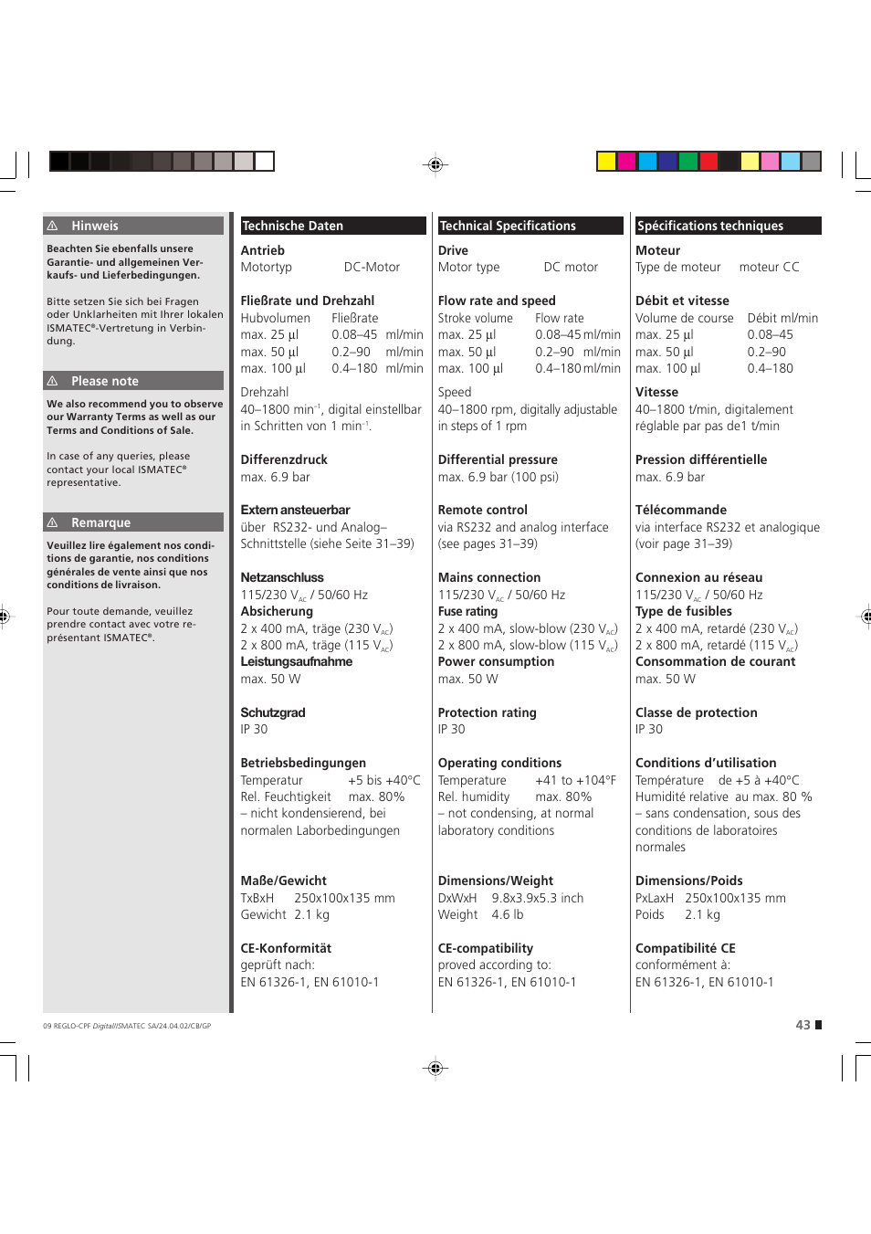 IDEX Health & Science REGLO CPF Digital Version without Settings Menu User Manual | Page 43 / 44