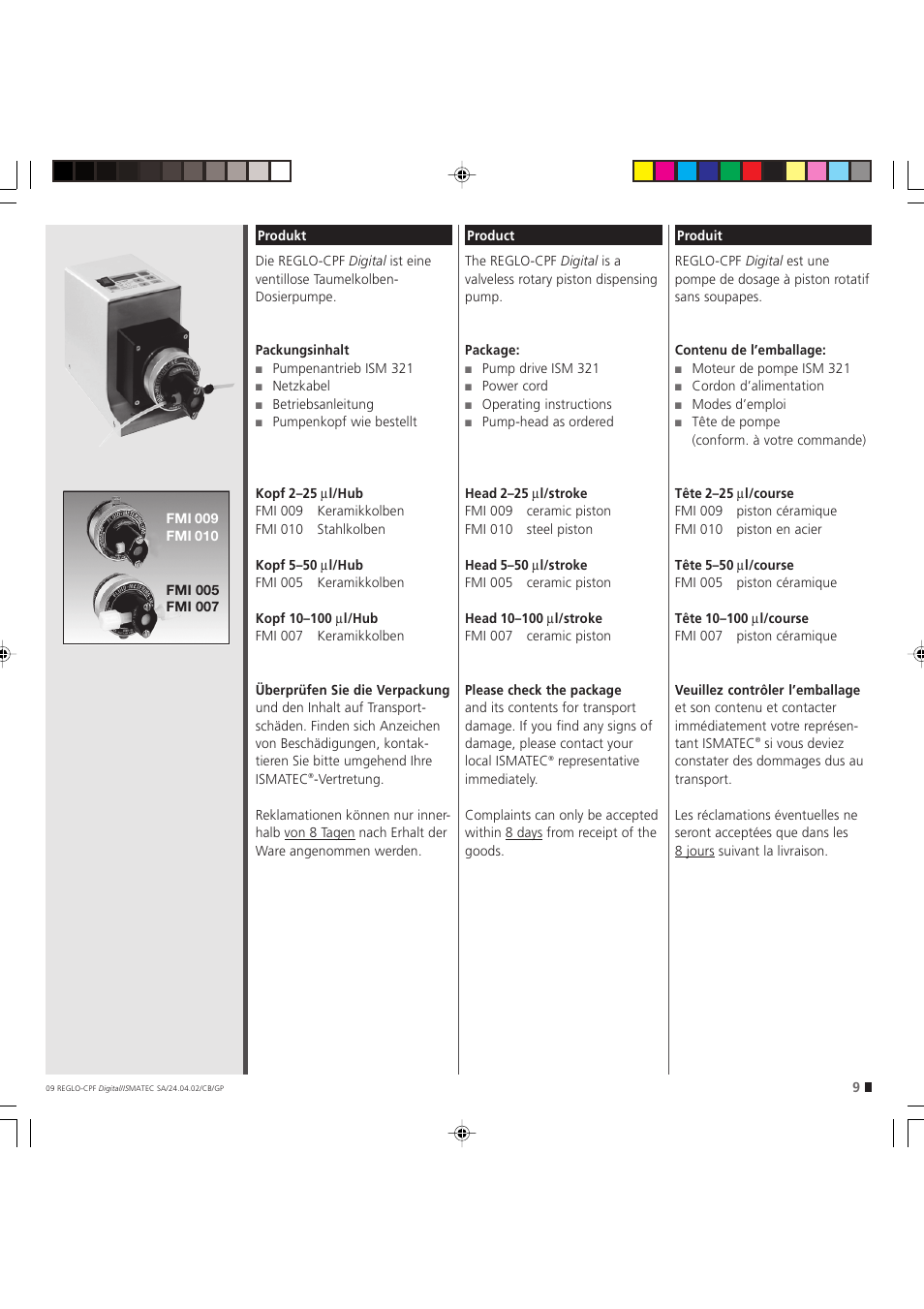 IDEX Health & Science REGLO CPF Digital Version without Settings Menu User Manual | Page 9 / 44
