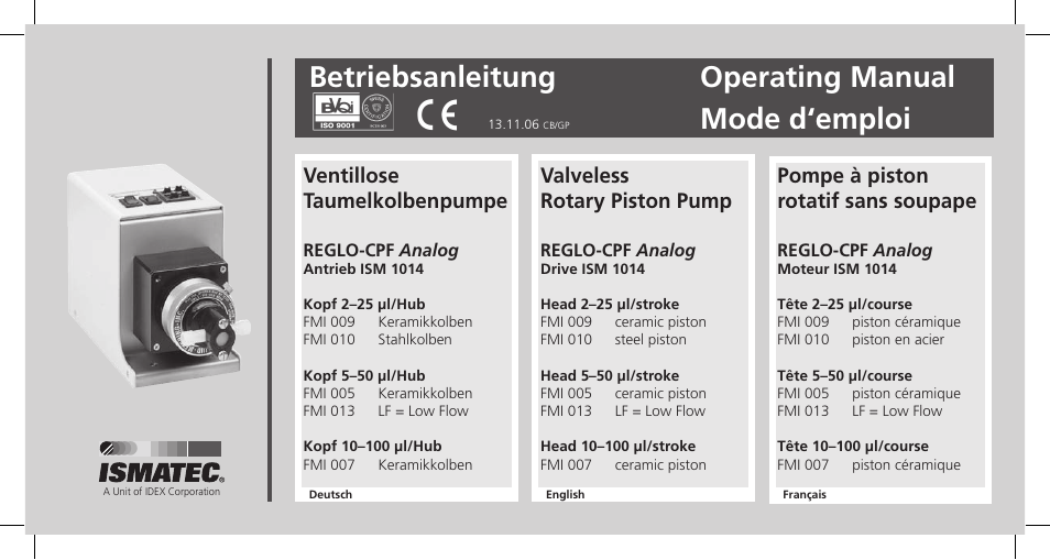 IDEX Health & Science REGLO CPF Analog User Manual | 36 pages