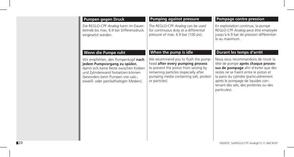 IDEX Health & Science REGLO CPF Analog User Manual | Page 20 / 36